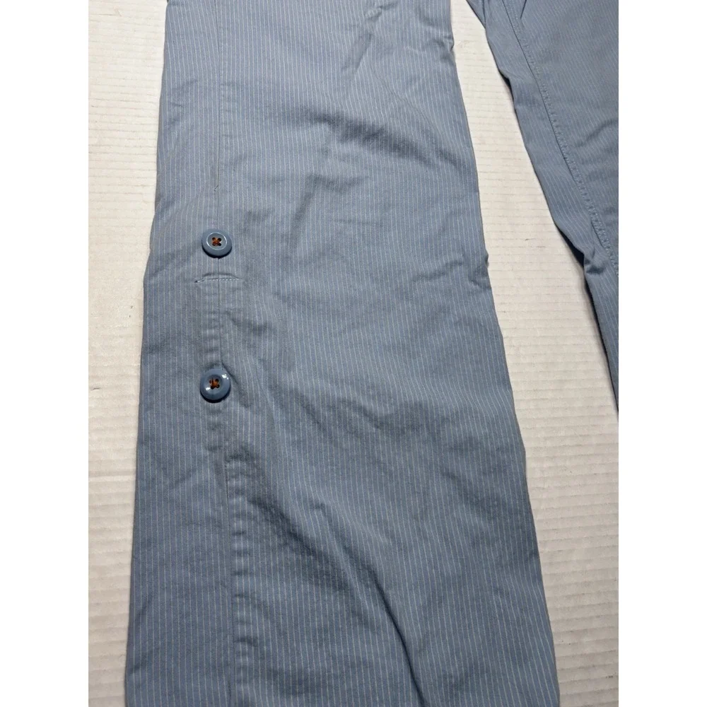 American‎ Eagle Size 4 Blue Pinstripe Cropped Pants Button Leg Cotton Comfort